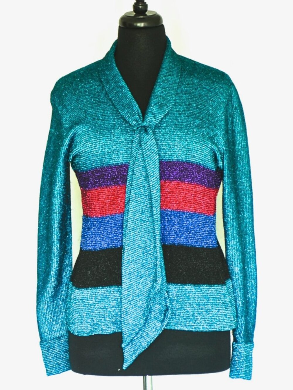 Matisse Of Bond Street 1960's Metallic Colour Block Blouse - England